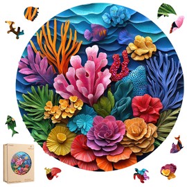 Ruikiyart 500 Piece Puzzles for Adults, 5MM Corals Wooden Jigsaw Puzzles, Sea Puzzle Unique Shape Gift for Kids Birthday Christmas Family Games for Adults (16.5"*16.5")