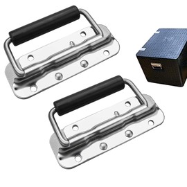 Vokowin 2Pcs Box Handles Spring Folding, Handle Metal Chest Handle Flight Case Handle, Stainless Steel Spring Loaded Box for Toolbox Storage Boxes Replacement (K275-2)
