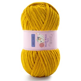Chunky Yarn for Crocheting - Chenille Yarn for Knitting - Bulky Blanket Yarns for Crocheting Blankets Amigurumi Craft Hat Shoes, Plush Fluffy Soft Yarns 71 yds/3.5 oz Each Skein(Turmeric)