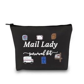 GJTIM Mail Lady Survival Kit Postal Worker Gift Zipper Pouch Makeup Bag Appreciation Gift for Mail Carrier Mailman (Survival Mail Lady Black)