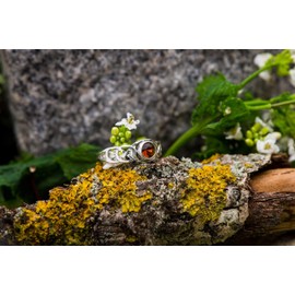 Windalf TÂMIA Women's Ring 6mm Red Stone Celtic Knot 925 Sterling Silver, Sterling Silver, Cubic Zirconia