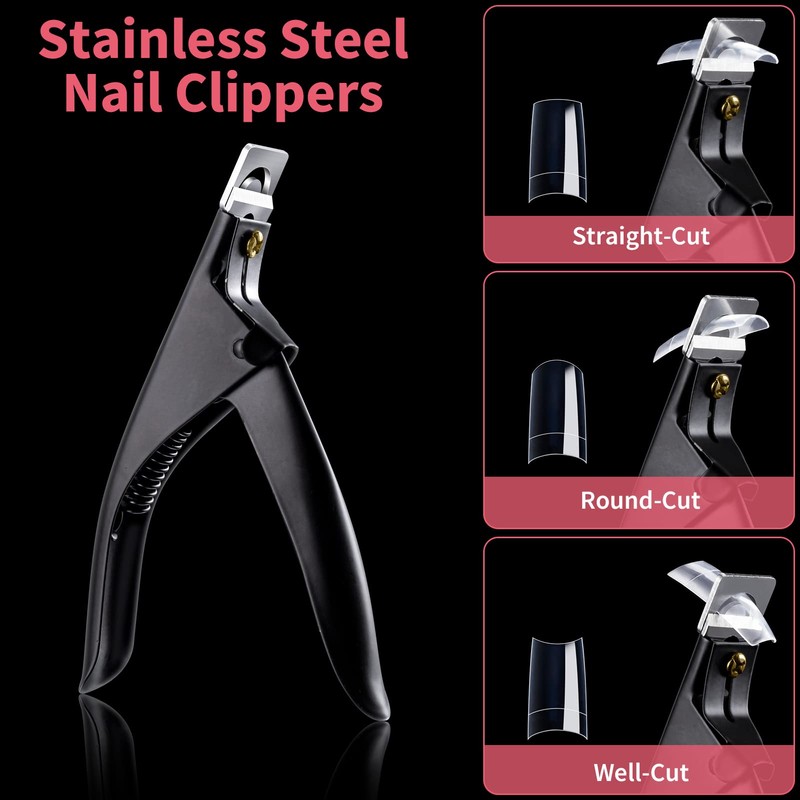 500 x False Nail Tips, Artificial Nails, Transparent Acrylic Fake