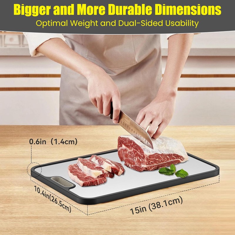 QUENTRO Titanium Cutting Board – Double Sided Chopping Board –