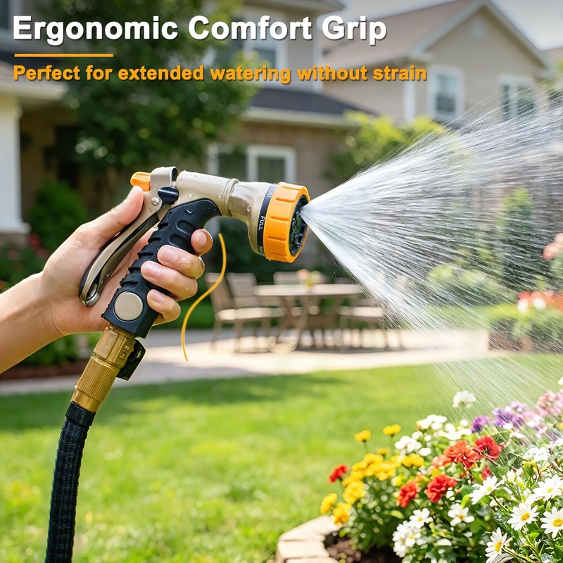 FANHAO Metal Garden Hose Nozzle Heavy Duty, Rear Trigger Water