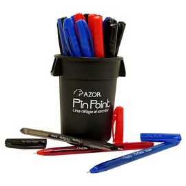 Azor Bolígrafo Punto Fino .7mm 36 Piezas PinPoint Colores Negro(18pz), Azul(12pz) y Rojo(6pz) 301.6810BCS