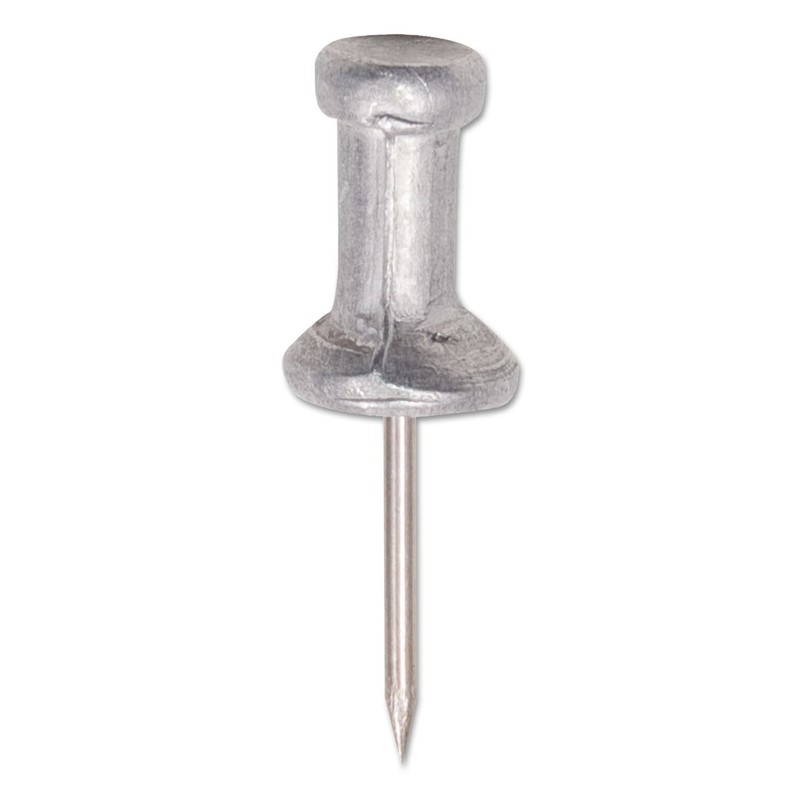 GEM CPAL4 Aluminum Head Push Pins, Aluminum, Silver, 1/2", 100/Box