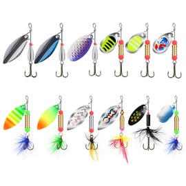 TRUSCEND Well-Made Rooster Tail Fishing Lures with Flash Copper Body and Blade, Two-Way Spinning Spoons System Fishing Spinners for Jigging, Freshwater Crappie Jigs, Blade Bait for Bass Trout Walleye
