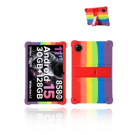 for DOOGEE Tab A9 Pro+ & DOOGEE Tab A9+ Android 15 Tablet,11 inch Tablets Case,UYRUREL Soft Silicone Adjustable Stand Cover Lightweight Kids Friendly,Rainbow.