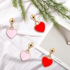 2 Pairs of Red Heart Earrings, Hanging Earrings, Heart Red,
