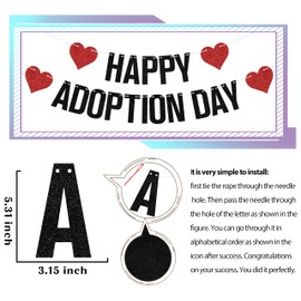 Happy Adoption Day Banner,Child Pet Adoption Party Decoration,Cat Dog Rescue,Welcome Pet Party Supplies Black Red Double-Sided