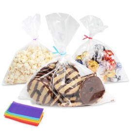Clear Flat Cello Cellophane Treat Bags, Size 9" by 12" 200 Pack Good for Bakery, Popcorn, Cookies, Candies, Dessert Gift Warpping Treats