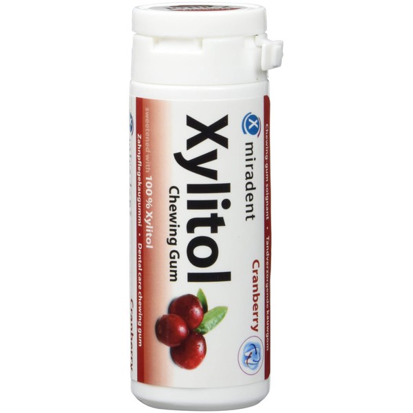 Miradent Xylitol Chewing Gum Cranberry Pack of 30 (4 x 30 g)