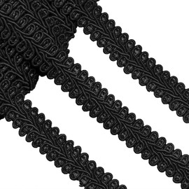 Gimp Braid Trim 1/2 Inch 20 Yard Polyester Woven Braid Trim Upholstery Trim Decorative Gimp Trim for Costume DIY Crafts Sewing Curtain Slipcover Decoration Jewelry Making Costume Accessories (Black)