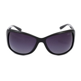 Genuine Christian Lafayette Ladies Polarized Sunglasses for Women Driving, Black Plastic frame, Light Anti Glare Violet Lenses UV400 Protection