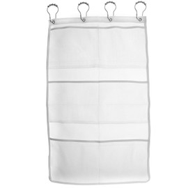 OTOTEC 6 Pockets White Rectangle Shower Hanging Mesh with 4 Hanging Rings for Rooms Bathroom Hang on Shower Rod