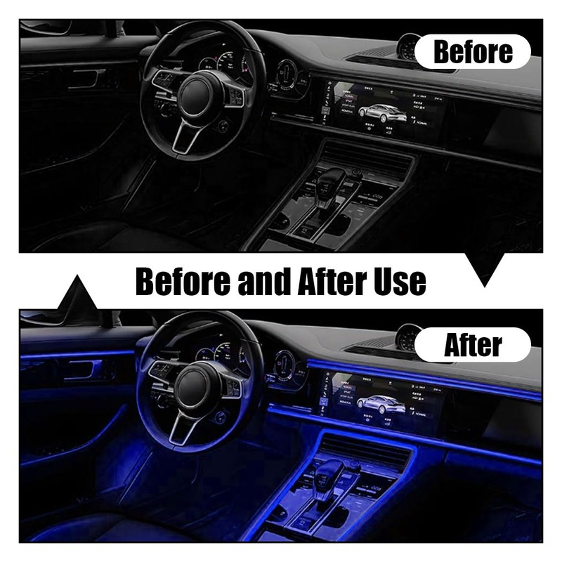 EL Wire Interior Car LED Strip Lights, USB Car Neon
