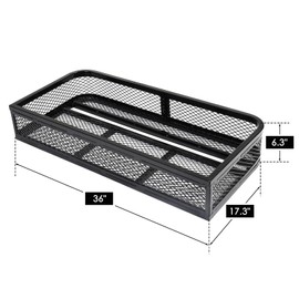 ORCISH Heavy Duty ATV Front Cargo Basket, 17" W x 36" L x 6" H Racks and Baskets with Steel Mesh Surface, Include Mounting Kit, ATV Storage Cargo Box Attachments for Luggage Carrier