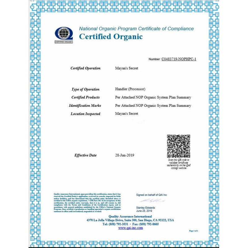 Mayan's Secret USDA CertifiedVirgi