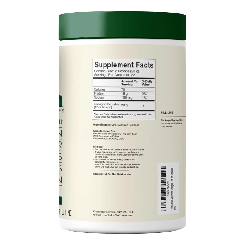 Great Lakes Colageno Peptides 454g Sabor Neutro