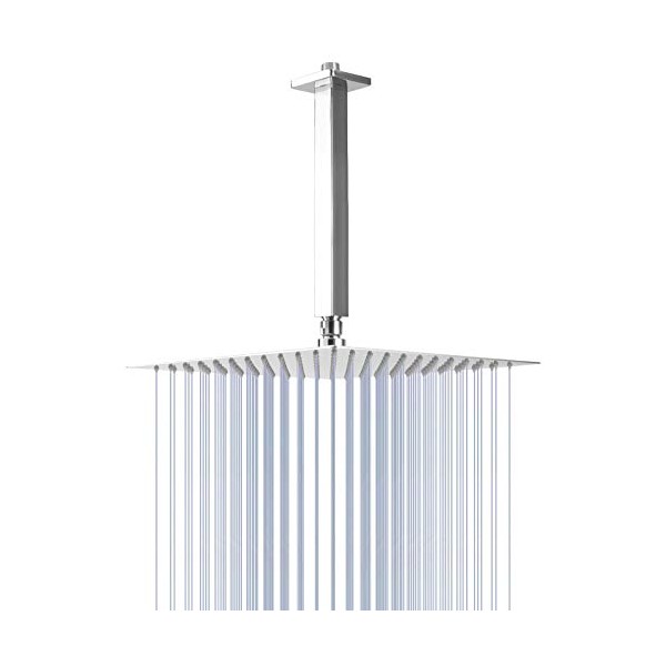 Rain Shower Head With Shower Arm, NearMoon Ceiling Mount Square
