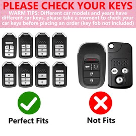 Simocky Key Fob Cover with Diamond Keychain, Car Key Shell for Women, Compatible with 2016-2022 Honda Accord Civic Pilot Ridgeline Passport Key Protector (5 Buttons-Pink Heart)