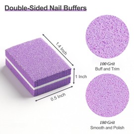 SUTOKAKA 50 Pack Nail Buffers for Natural Acrylic Nails 100/180 Grit Mini Nail Buffing Blocks Double-Sided Nail Files Sanding Sponge Professional Manicure Tools - Purple