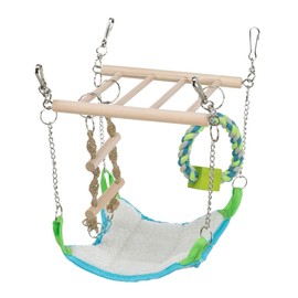 TRIXIE Small Animal Suspension Bridge, Hanging Cage Accessory with Hammock and Climbing Toys - Ladder and Ring, Ideal for Rats, Ferrets, Guinea Pigs, Mice