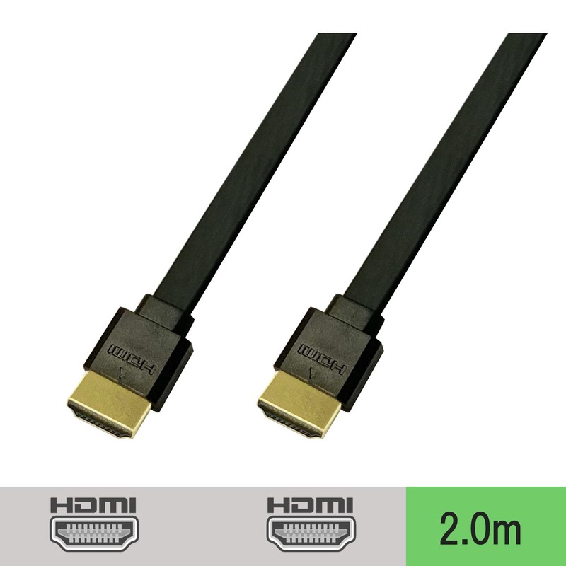 Small Flat Type HDMI Cable, 6.8 ft (2.0 m), Supports