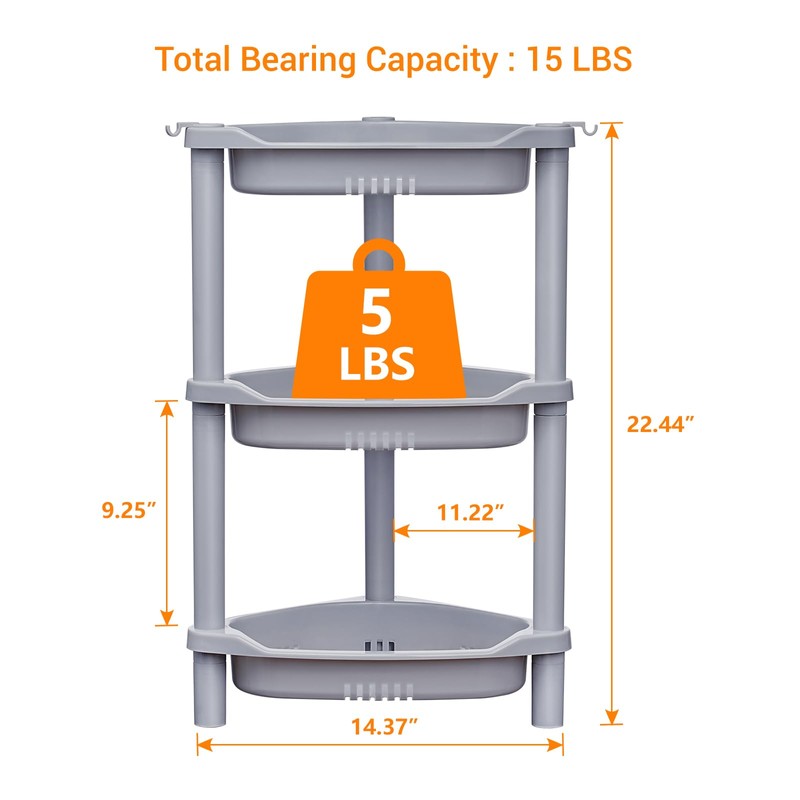 ELYKEN 3 Tier Shower Caddy Organizer Shelf Corner, 14.4 x