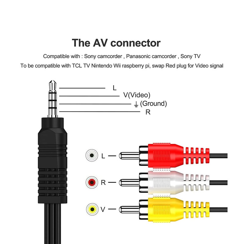 Av Cable, 3.5mm to RCA AV Output Cable for TV,