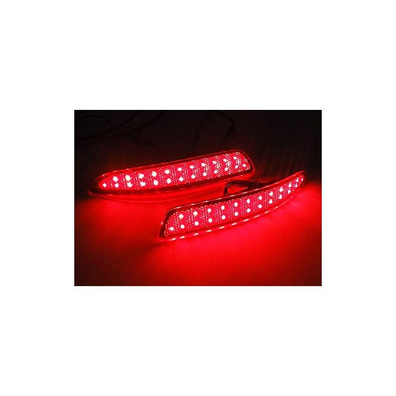 2x Red Lens Rear Bumper Reflector LED Fog Tail Stop