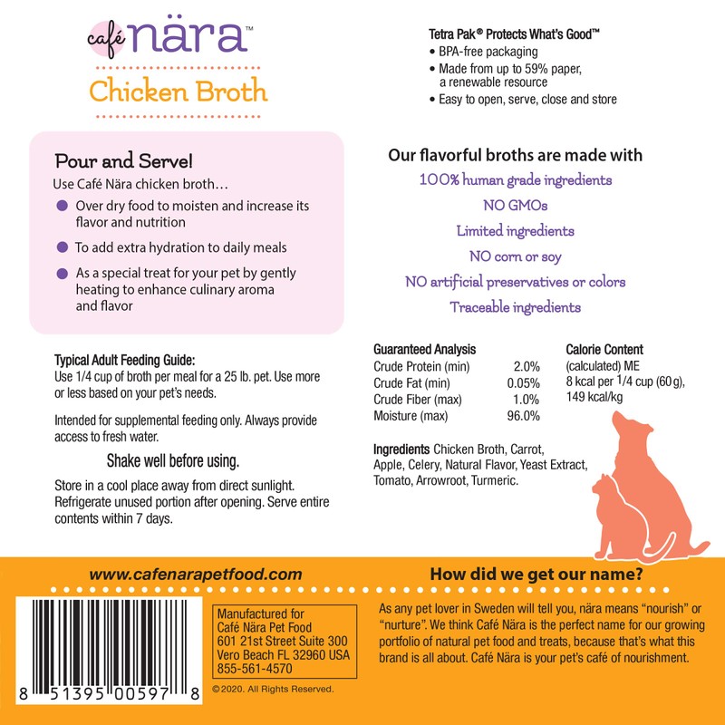 Café Nara Broth Meal Topper for Dogs and Cats- 1.1