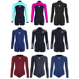 Two Bare Feet Women's 2mm Arabella Neoprene One-Piece Wetsuit – Premium Swim Suit for Surfing, Swimming, Scuba Diving & Water Sports, Flexible, Durable, Multiple Styles (Burgundy, XXL)