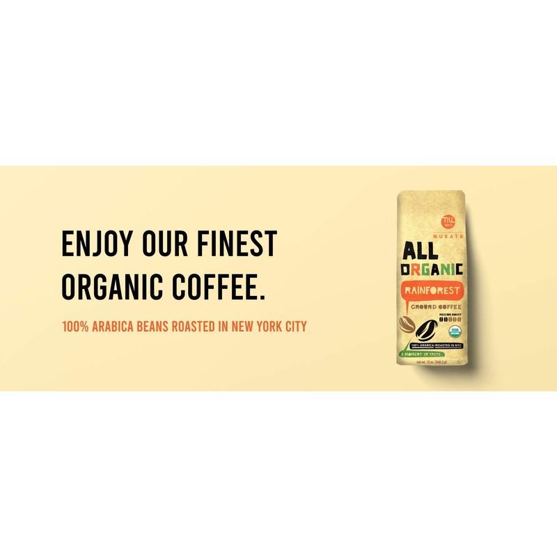 All organic ground coffee, Roasted in NYC, 100% Arabica, Dark