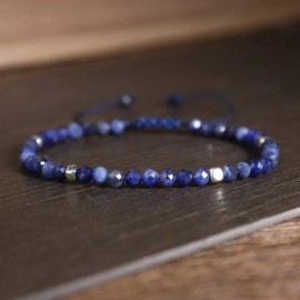 Unbranded Natural Sodalite Faceted 3mm Bead Minimalist Tibetan Healing Stone Bracelet Gift