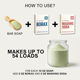 Chamomile Laundry Detergent Booster – Hand-Ground Bar Soap Powder | Mix with Borax & Washing Soda for Deep Clean of 54 Loads | Unscented Result | Natural Ingredients