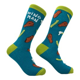 Crazy Dog T-Shirts Funny Chicken Wing Man Crew Socks for Men – Foodie-Inspired Novelty Gift with Comfy Cotton Blend – Perfect for Wing Lovers & BBQ Fans