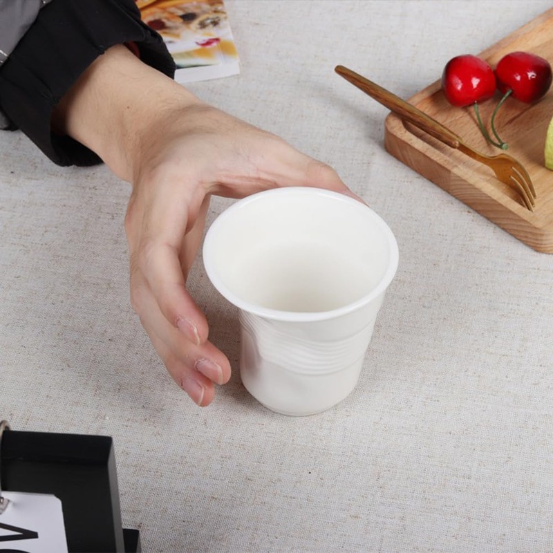 JinRu BaoHua Ceramic pleated water cup, irregularly shaped coffee cup
