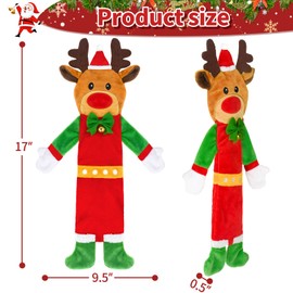 Yoochee 3 Pack Christmas Squeaky Dog Toys, Plush No Stuffing Toy for Dog Puppy, Durable Chew Bite Toys for Small Medium Large Dogs, Interactive Xmas Reindeer, Penguin, Bear for Aggressive Chewers