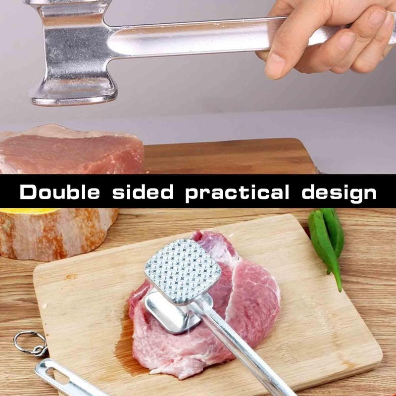 Meat Hammer,Aluminum Alloy Meat Tenderiser Mallet,Double Sided Teeth Steak Hammer,19cm