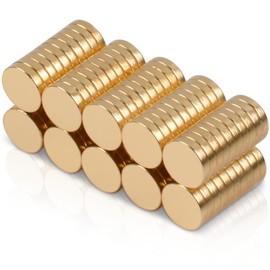 MIN CI MIN CI 5 x 1mm Mini Magnet Rund Magnete Stark, 100 Stück Klein Starke Magnets Golden Magneten für Magnettafel Kühlschrank Magnet Whiteboard