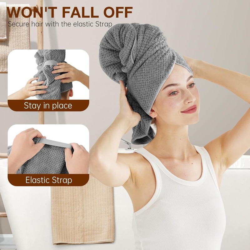 Eyeleaf Microfiber Hair Drying Towels, 100 x 60cm, 2 Pack,