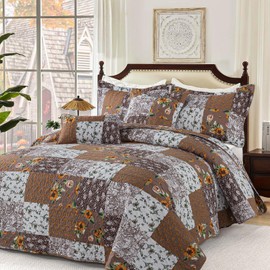 BEDIFANY King Quilt Set - Reversible Farmhouse Bedspreads King Size with 2 Pillow Shams - Lightweight King Size Quilt Bedding Sets, 3 Pieces (98 x 106 inch)