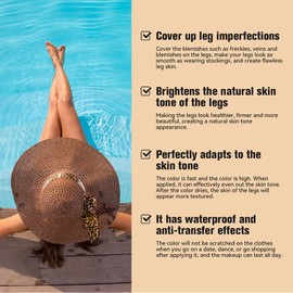 Leg Makeup, Body Makeup for Legs, Full Coverage Waterproof, No Transfer To Cover Veins Concealer For Mature Skin Smooth Tone Body makeup Long Lasting (01#)