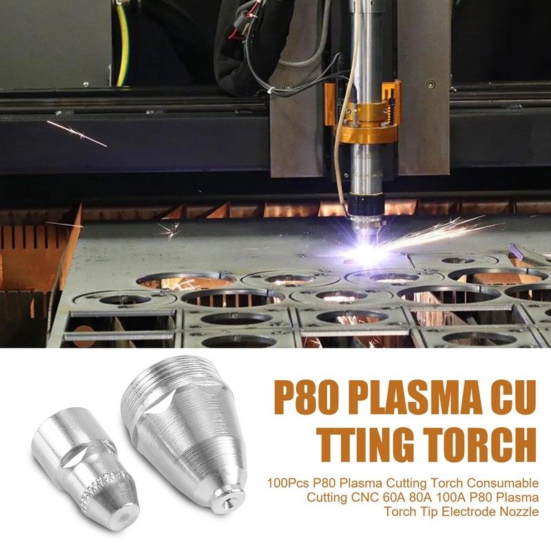 Tuperoymse 100Pcs P80 Plasma Cutting Torch Consumable Cutting CNC 60A