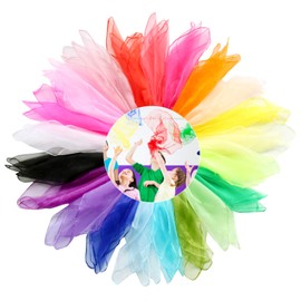 SumDirect Dance Scarves, Children Dance Juggling Scarf 60 x 60cm, Multicolor Square Silk Dance Scarf with Hemmed Edges, Baby Sensory Toys, Rhythm Band, Magic Performance Props Accessories（21 Colors）