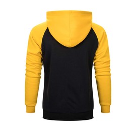 TOLOER Men's Hoodies Pullover Casual Solid Color Sports Outwear Sweatshirts (XX-Large, Black Yellow)