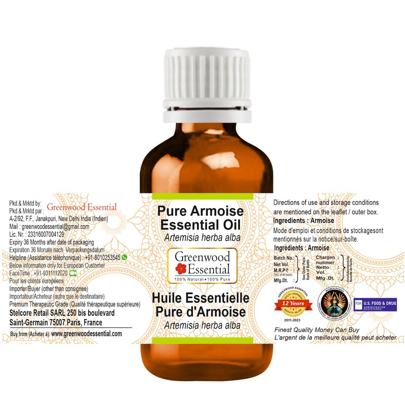 Greenwood Essential Pure Armoise Essential Oil (Artemisia herba alba) Steam