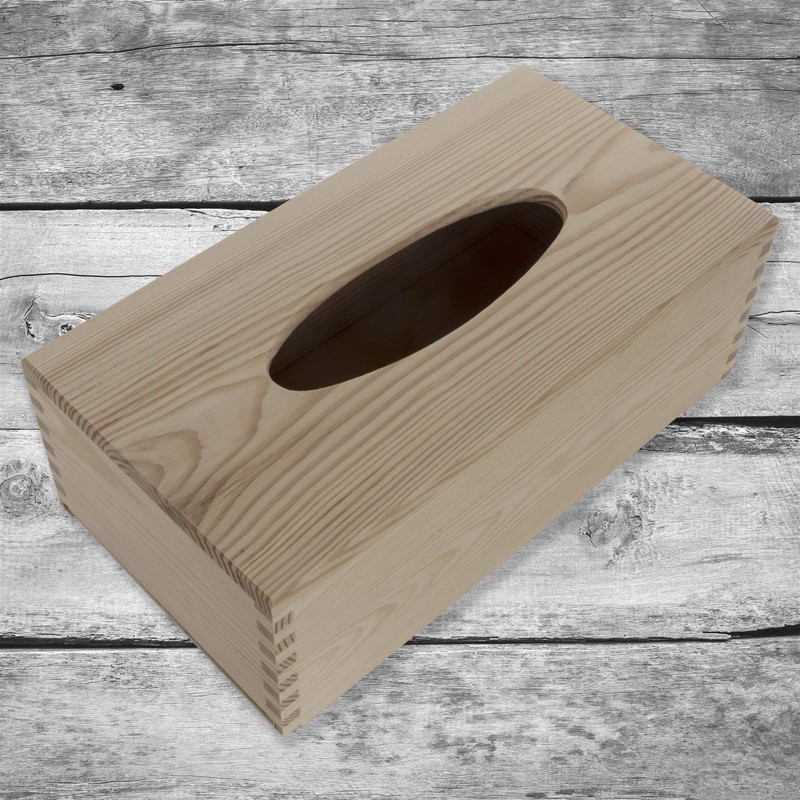 Cube Wooden Tissue Box with Sliding Bottom | 14.5 x