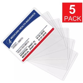 EEZBUY 5-Pack Medicare Holder Protector Sleeves Clear PVC For Credit Card Business Card - 5 Pack